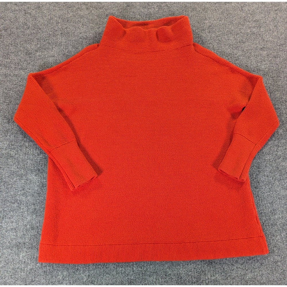Free People Ottoman Slouchy Tunic Sweater Orange Ribbed Mock Neck XS OB711910